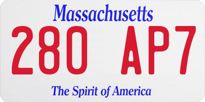 MA license plate 280AP7