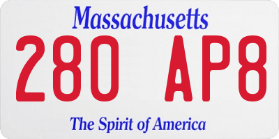 MA license plate 280AP8