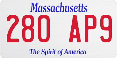 MA license plate 280AP9