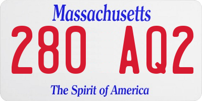 MA license plate 280AQ2