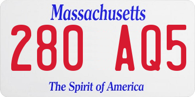MA license plate 280AQ5