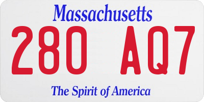 MA license plate 280AQ7