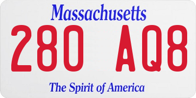 MA license plate 280AQ8