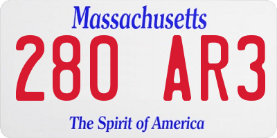 MA license plate 280AR3