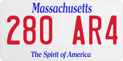 MA license plate 280AR4