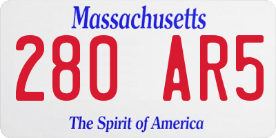 MA license plate 280AR5