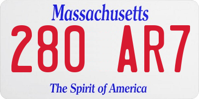 MA license plate 280AR7