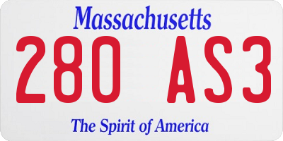 MA license plate 280AS3