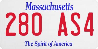 MA license plate 280AS4