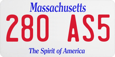 MA license plate 280AS5