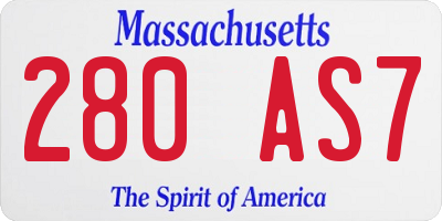 MA license plate 280AS7