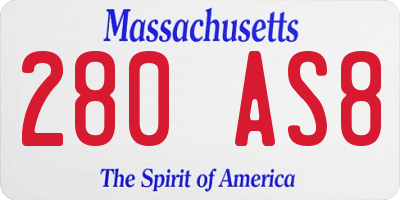 MA license plate 280AS8