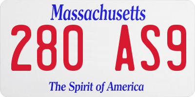 MA license plate 280AS9