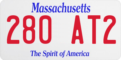 MA license plate 280AT2