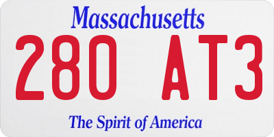 MA license plate 280AT3