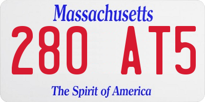 MA license plate 280AT5