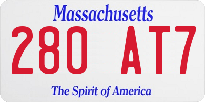 MA license plate 280AT7