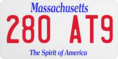 MA license plate 280AT9
