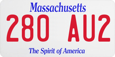 MA license plate 280AU2