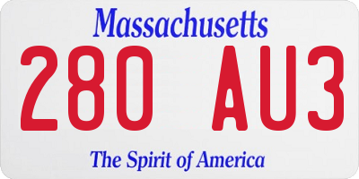 MA license plate 280AU3