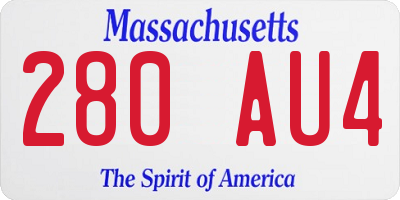 MA license plate 280AU4