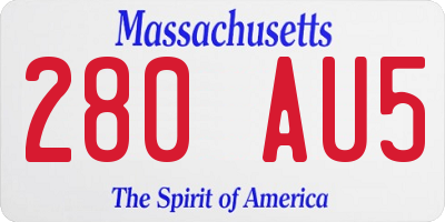 MA license plate 280AU5