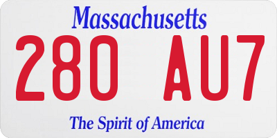 MA license plate 280AU7