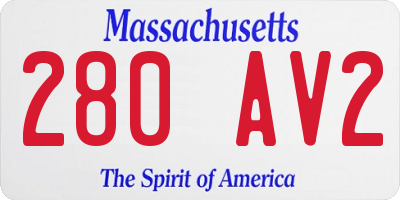 MA license plate 280AV2