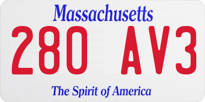 MA license plate 280AV3