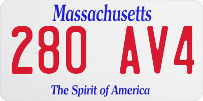 MA license plate 280AV4