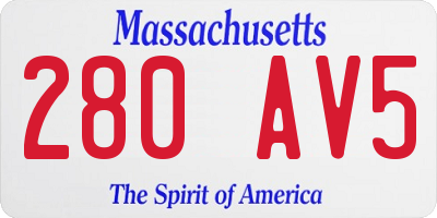 MA license plate 280AV5