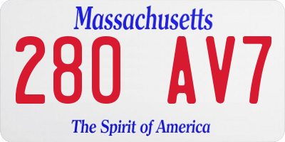 MA license plate 280AV7