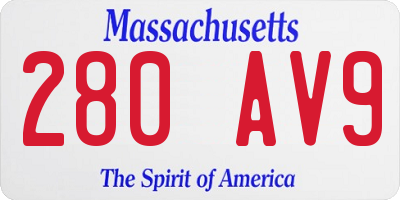 MA license plate 280AV9
