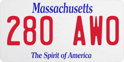 MA license plate 280AW0