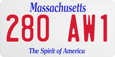 MA license plate 280AW1