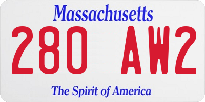 MA license plate 280AW2