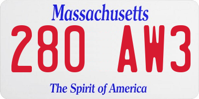 MA license plate 280AW3