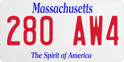 MA license plate 280AW4