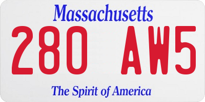 MA license plate 280AW5