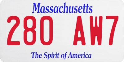 MA license plate 280AW7