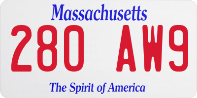MA license plate 280AW9