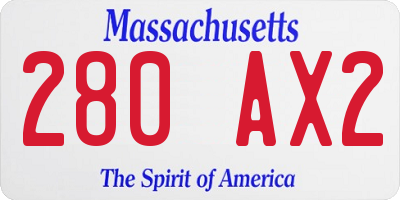 MA license plate 280AX2