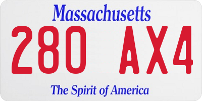 MA license plate 280AX4