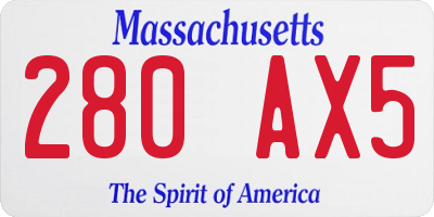 MA license plate 280AX5