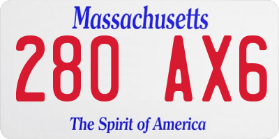 MA license plate 280AX6