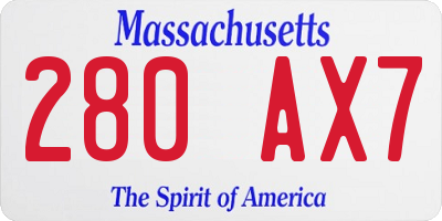 MA license plate 280AX7