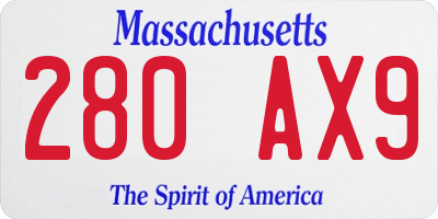 MA license plate 280AX9