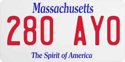 MA license plate 280AY0