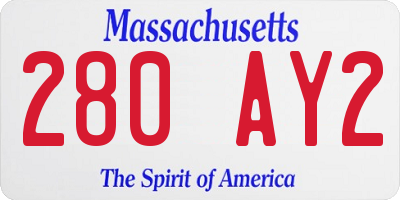 MA license plate 280AY2