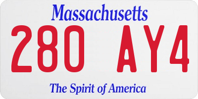 MA license plate 280AY4
